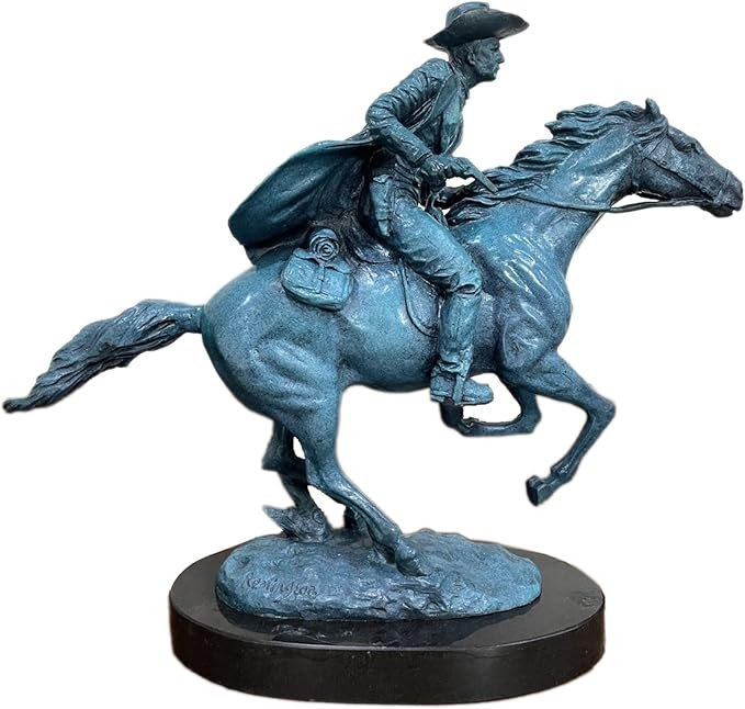 Famous Western Bronze Horse Sculpture – Cowboy Rodeo Rider with Marble Base | Collectible Home & Office Decor